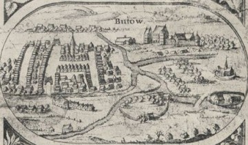 Panorama Bytowa z mapy Lubinusa z 1618 - powiększ