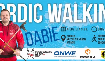 Nordic walking w Dąbiu, niebieskie tło