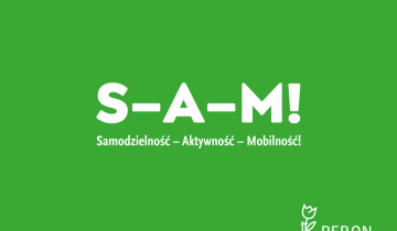 Zielone tło, logo programu SAM