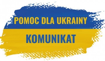 Flaga ukraińska w tle, napis: komunikat - powiększ