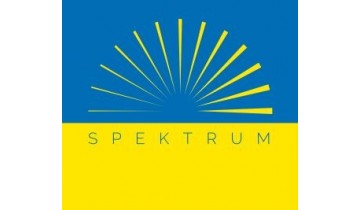 Napis spektrum, w tle flaga Ukrainy